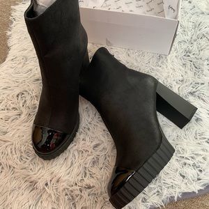 New Suede Leather Toe Heeled Booties